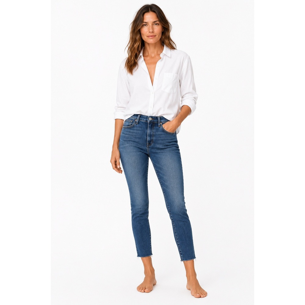 Frank & Eileen Cork High Rise Skinny Jeans Antique‎ Blue Raw Hem D601 Size 27